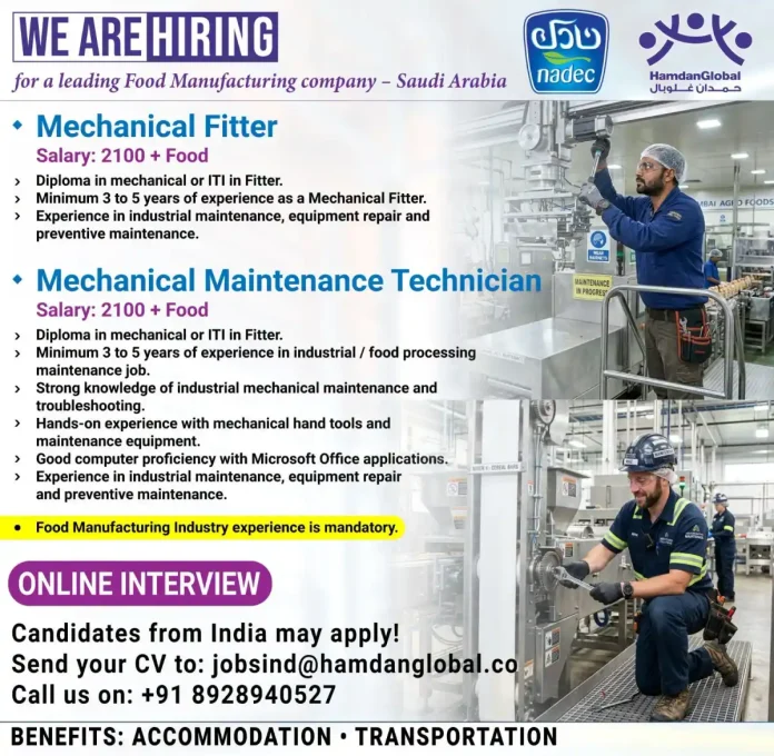 Mechanical Maintenance Technician job Saudi Arabia