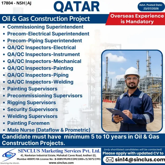 Qatar Oil and Gas construction project job vacancy 2026