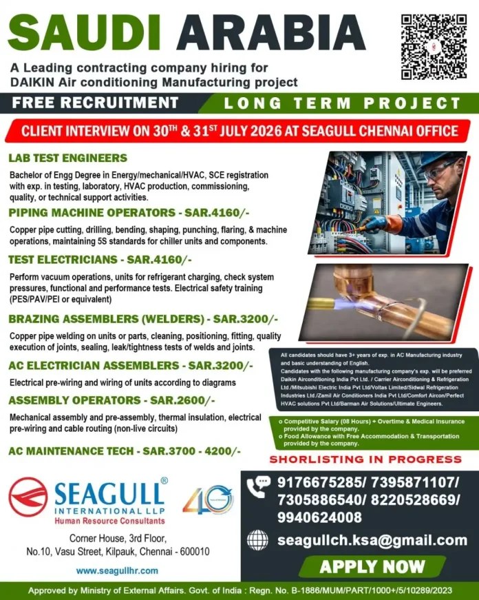 Daikin Air Conditioning Manufacturing Jobs Saudi Arabia Recruitment