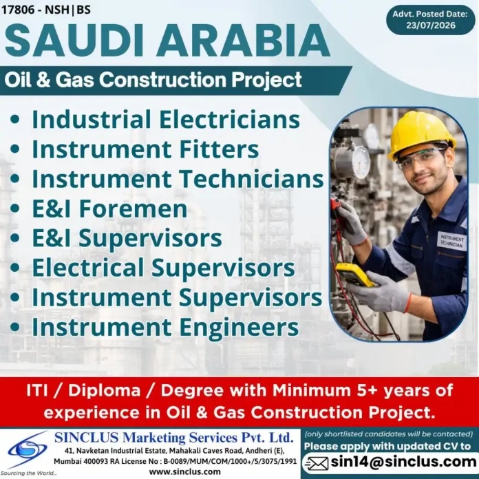 Instrument Technician working on oil and gas construction equipment