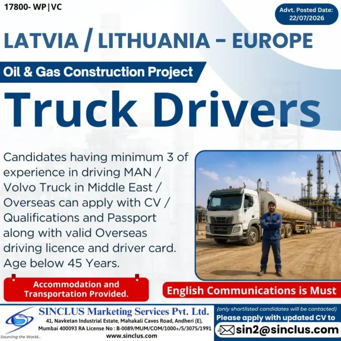 Truck Driver operating a MAN or Volvo truck for Oil & Gas construction