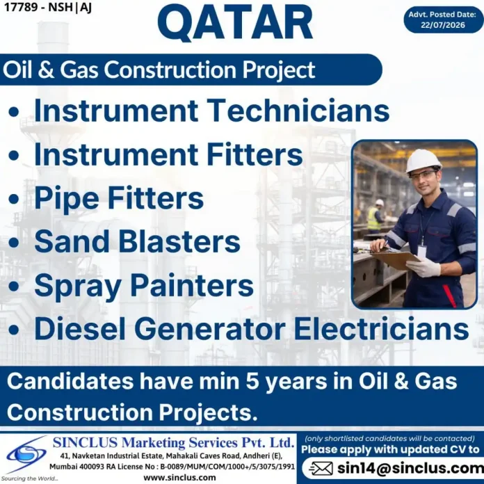 Oil and gas construction project site with workers and heavy machinery