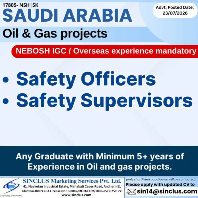 Safety Officer Saudi Arabia job advertisement