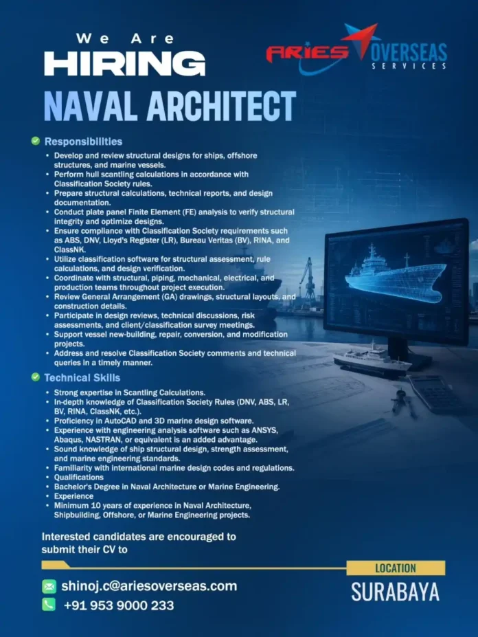 Naval Architect job at Aries Overseas Surabaya