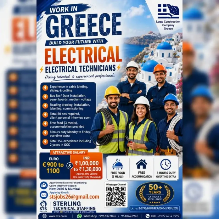 Electrical Technicians job in Greece - Sterling Technical Staffing