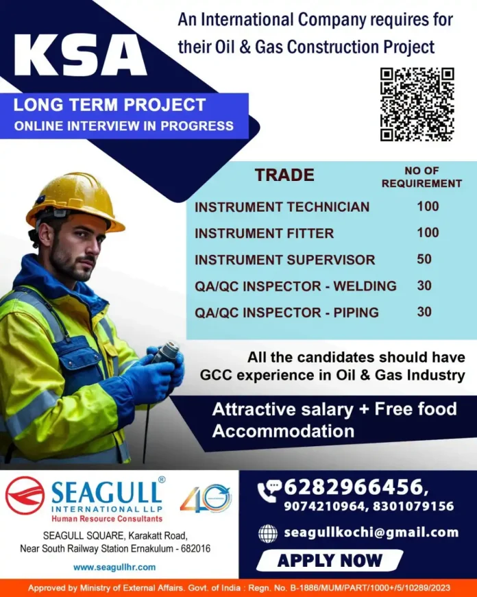 Oil and gas construction workers in Saudi Arabia