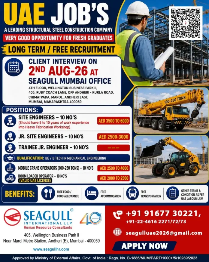UAE structural steel construction jobs interview 2026