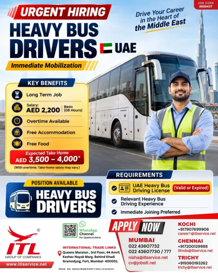 Heavy Bus Driver UAE job recruitment by ITL Group