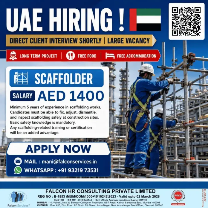 Scaffolder working on a construction site in UAE