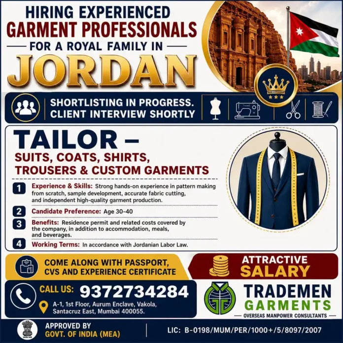 Tailor for Royal Family in Jordan