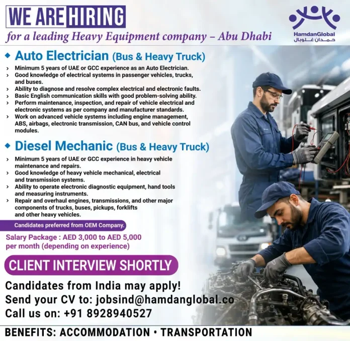 Heavy equipment mechanic working on bus or truck electrical system