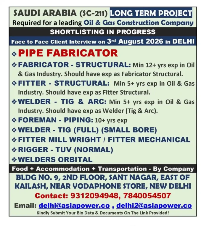 Pipe Fabricator Saudi Arabia oil and gas construction