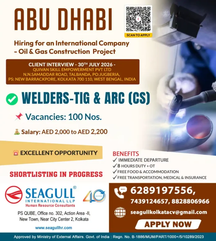 Welders TIG and ARC for Abu Dhabi Oil and Gas project