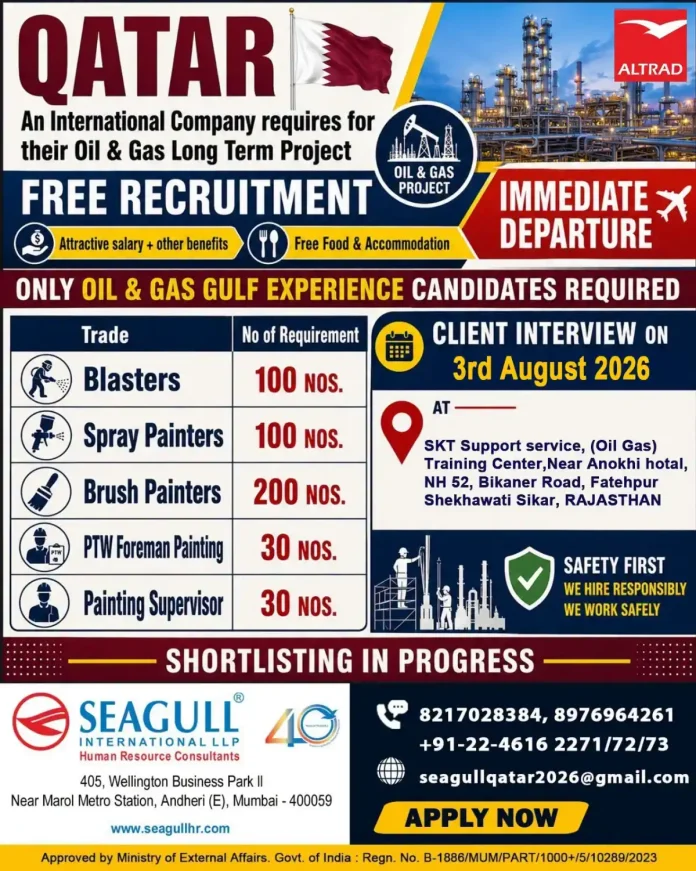 Qatar Oil & Gas project recruitment flyer