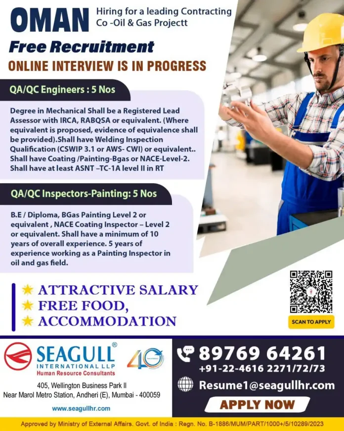 QA/QC Engineers and Inspectors Oil Gas Oman