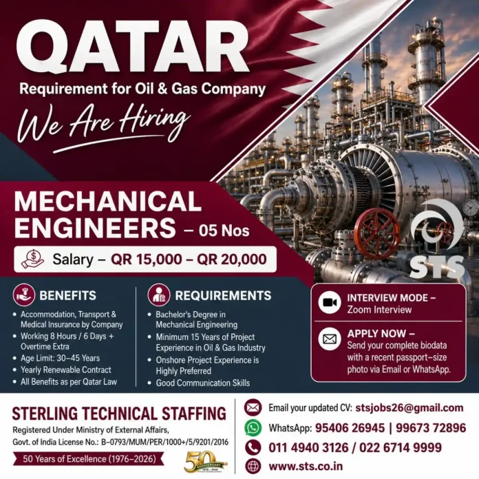 Mechanical Engineer job Qatar oil and gas