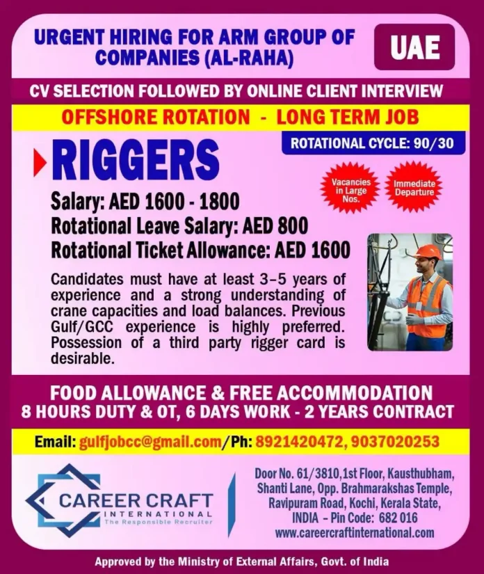 Rigger working on offshore platform in UAE