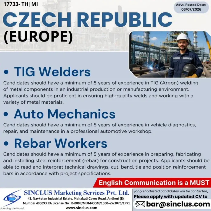 TIG Welder Jobs Czech Republic