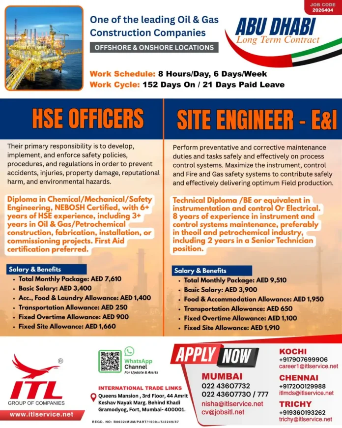 HSE Officer job in Abu Dhabi oil and gas company