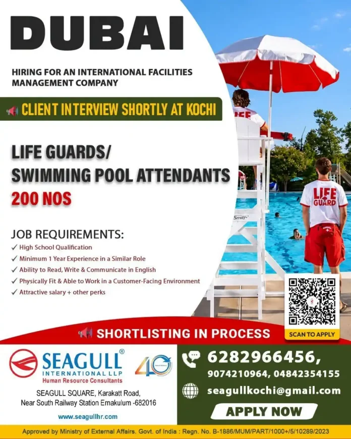 Lifeguard job vacancy in Dubai