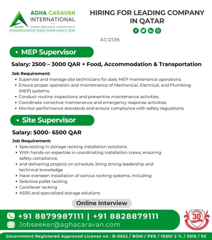 AGHA CARAVAN International job recruitment banner