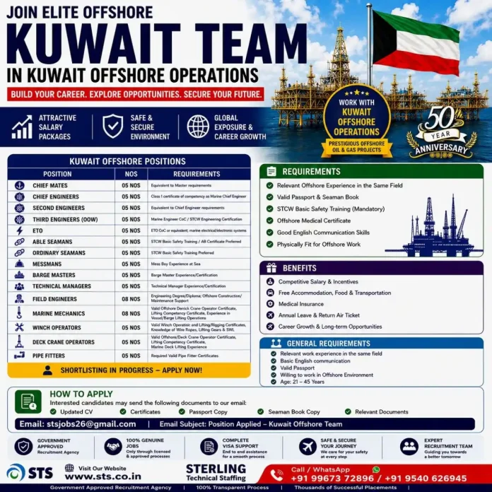 Elite Offshore Kuwait team working on offshore oil and gas platform