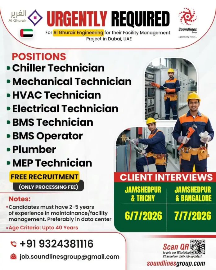 Al Ghurair Engineering Facility Management technician recruitment drive 2026