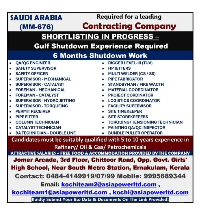 Saudi Arabia Shutdown Job Vacancies