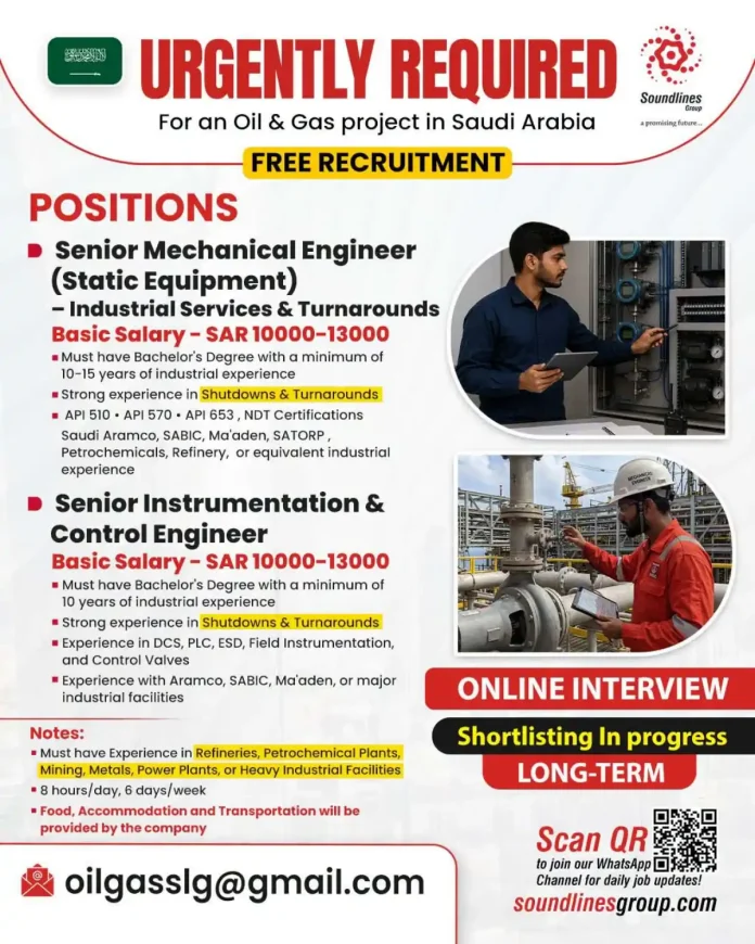 Soundlines Group recruitment banner for Oil & Gas engineers