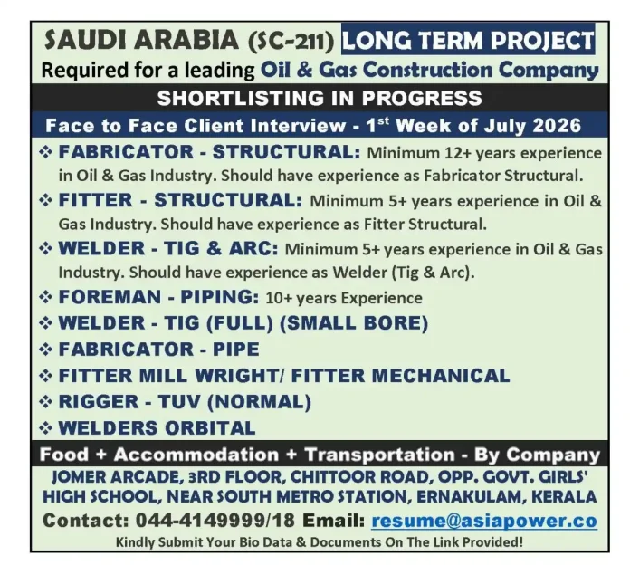 Oil and Gas construction project Saudi Arabia