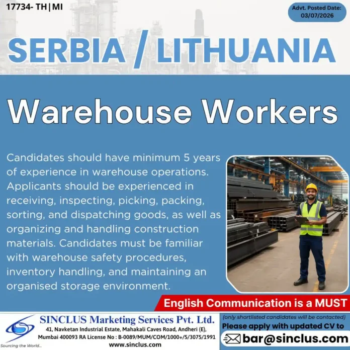 Warehouse Workers job vacancy in Serbia and Lithuania