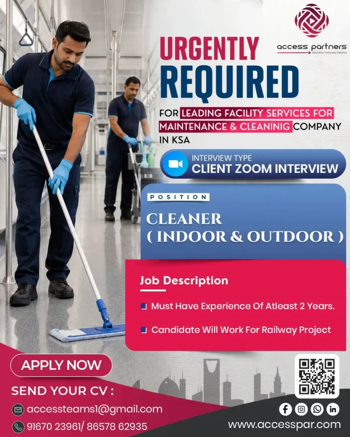 Cleaner working on railway maintenance in KSA