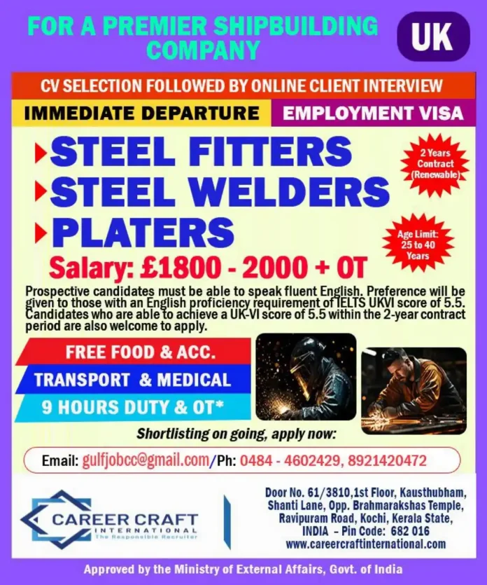 Steel Fitter and Welder Jobs UK Shipbuilding