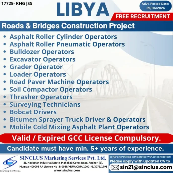 Heavy equipment operators for Libya road construction project