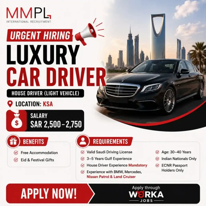 Luxury Car Driver Job Saudi Arabia