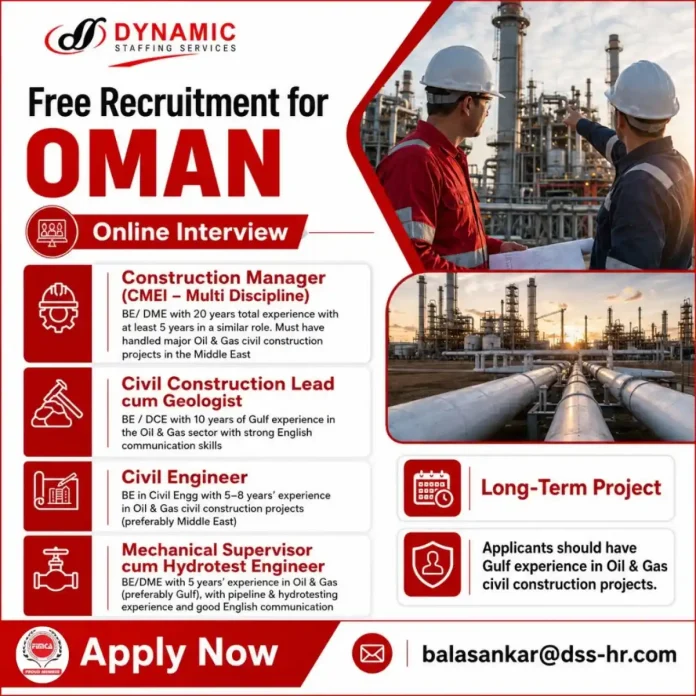 Oil & Gas construction jobs Oman