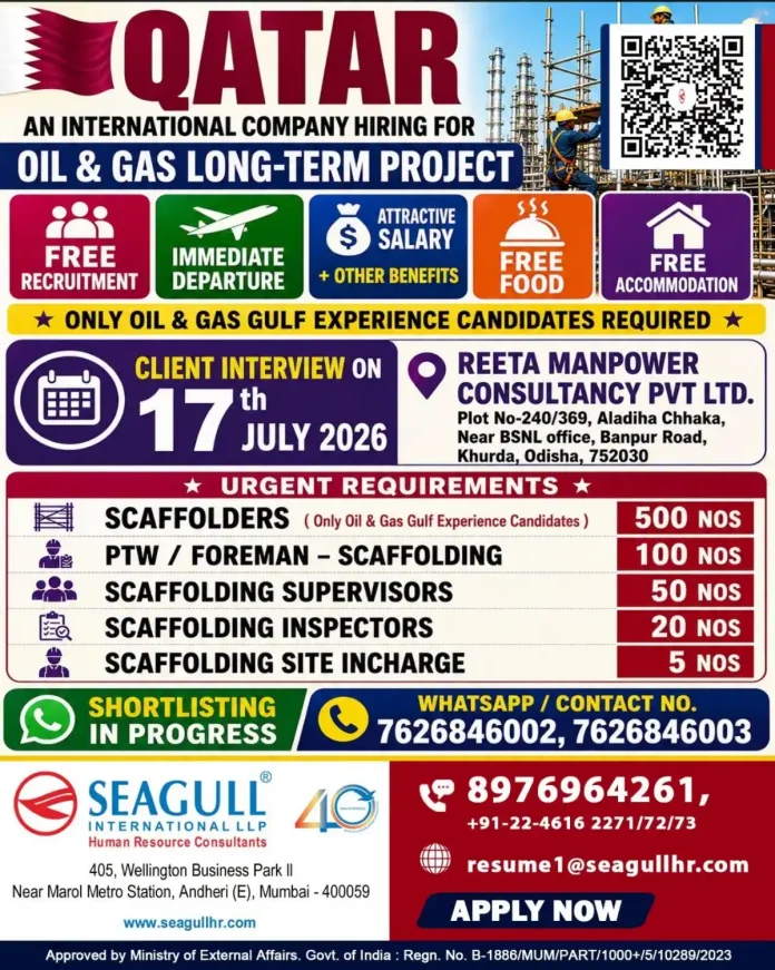 Oil and gas scaffolding job interview Qatar 2026