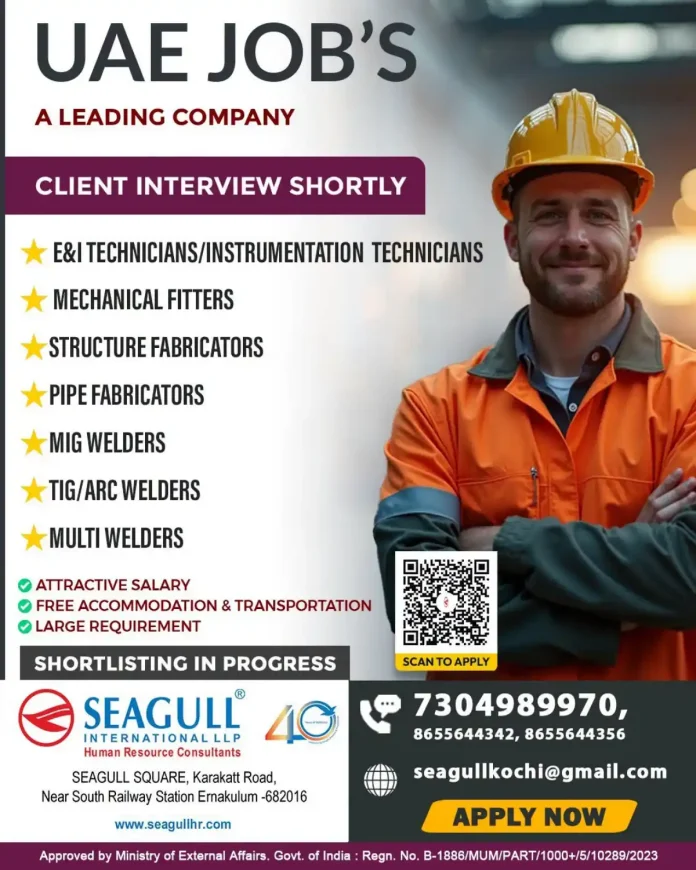 UAE job openings for technicians and fitters