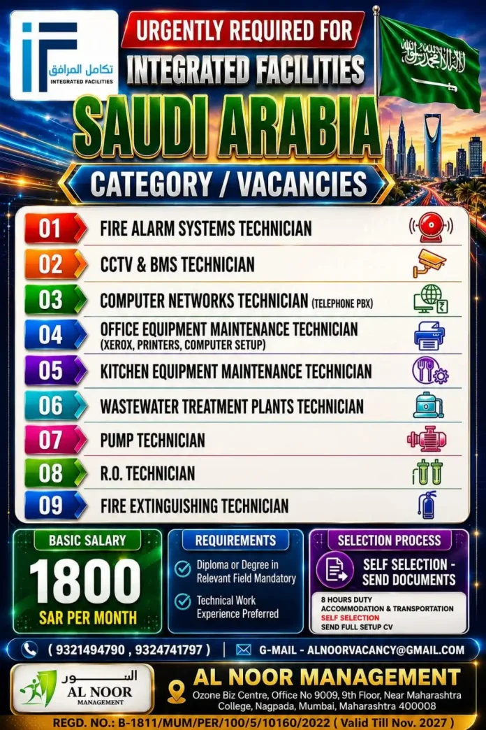 Integrated Facilities Saudi Arabia job advertisement