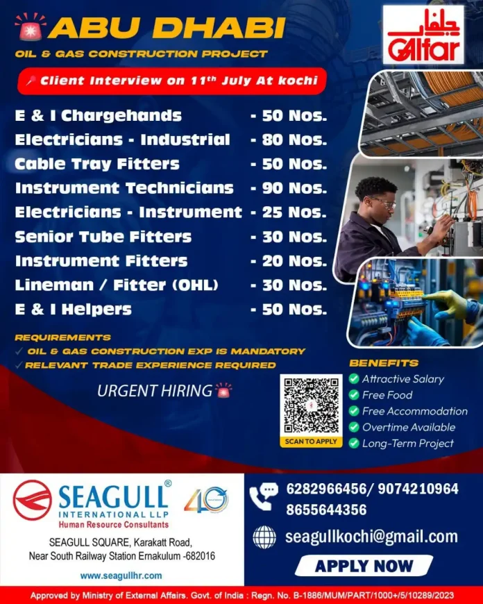 Oil and Gas Construction Jobs in Abu Dhabi - Client Interview in Kochi