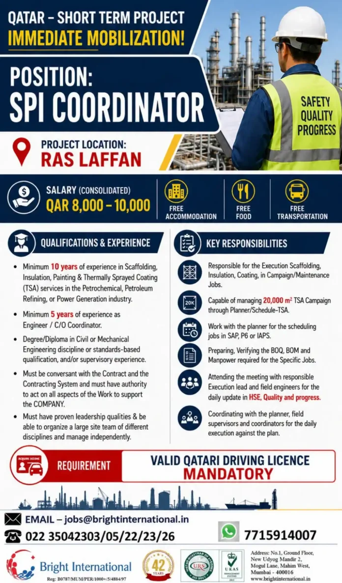 SPI Coordinator job Ras Laffan