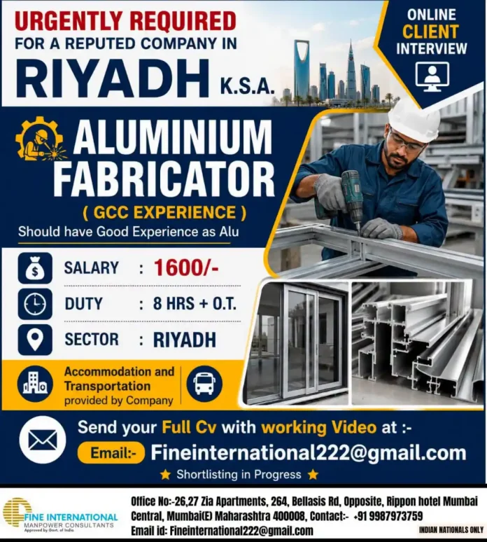 Aluminium Fabricator job in Riyadh