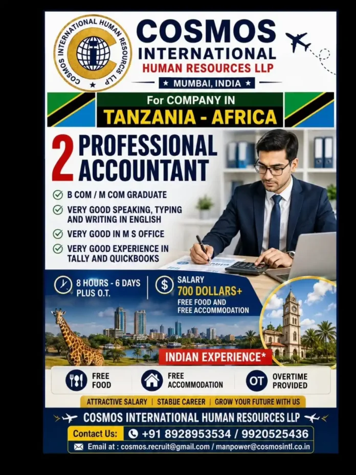 Professional Accountant job posting Tanzania Africa Cosmos HR