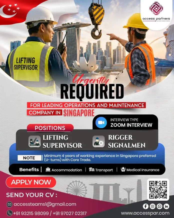 Access Partners Lifting Supervisor Rigger and Signalmen Singapore recruitment