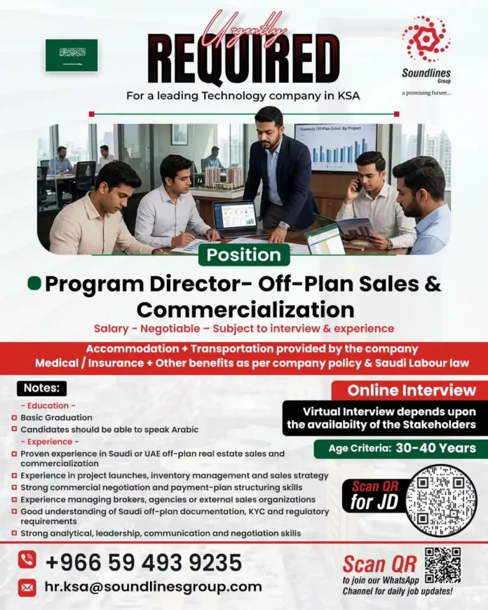 Program Director Off-Plan Sales Commercialization job Saudi Arabia Soundlines Group