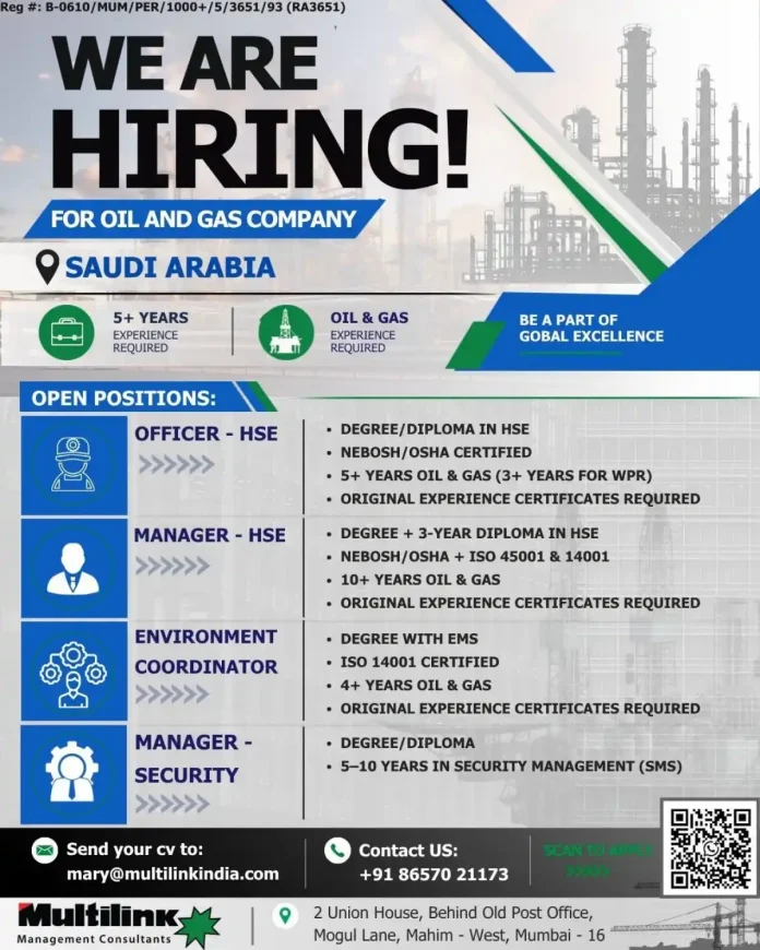 Oil and Gas HSE and Security jobs in Saudi Arabia
