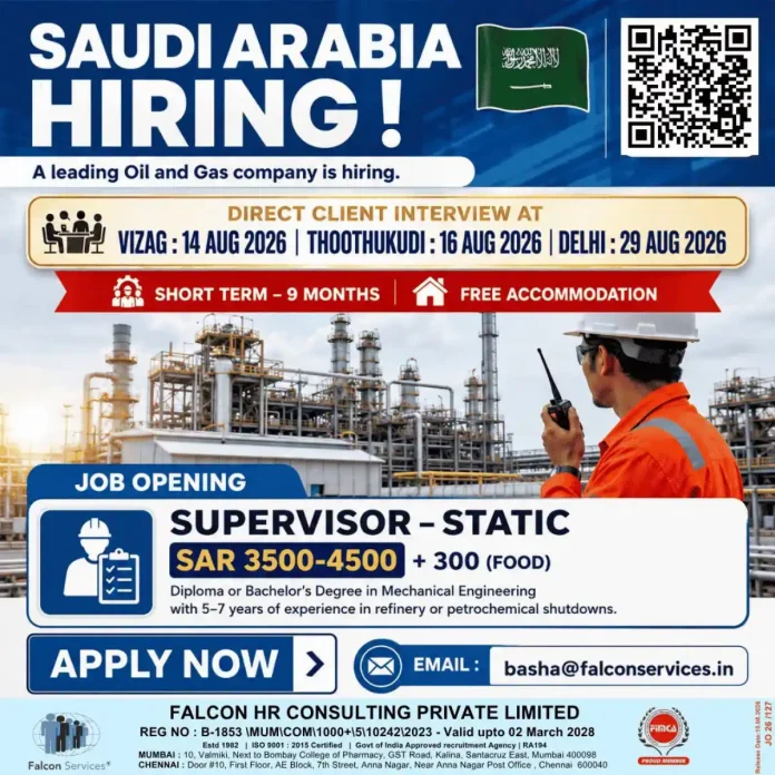 Supervisor Static jobs Saudi Arabia Oil and Gas interview