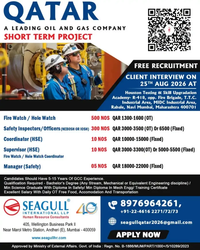 Qatar Oil and Gas Safety Jobs Client Interview 25 August 2026