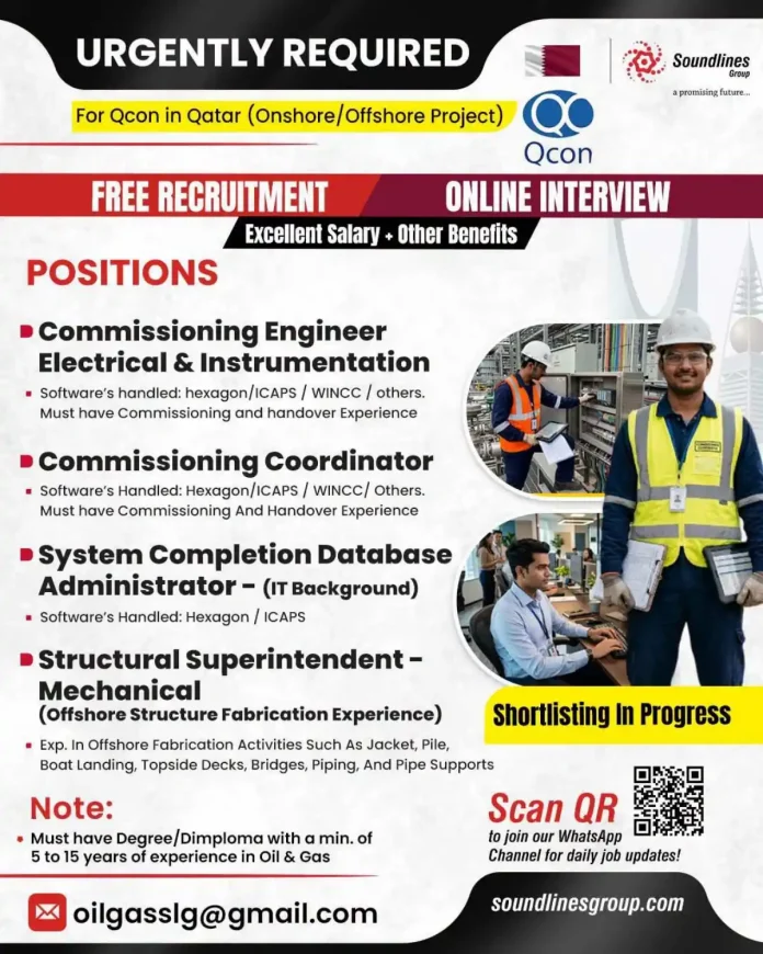 Qcon Qatar oil and gas jobs with Soundlines Group
