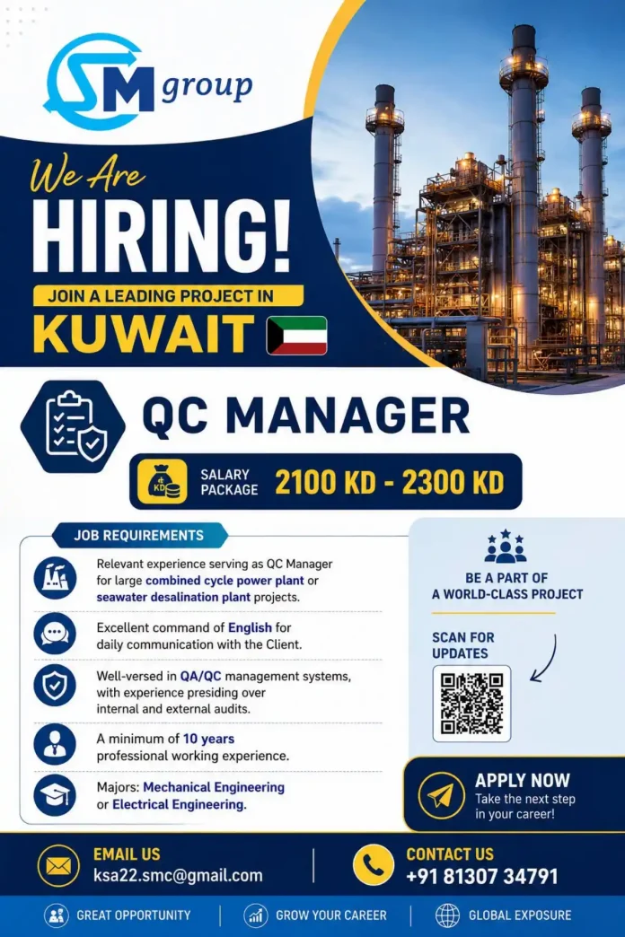 QC Manager job at SM Group in Kuwait